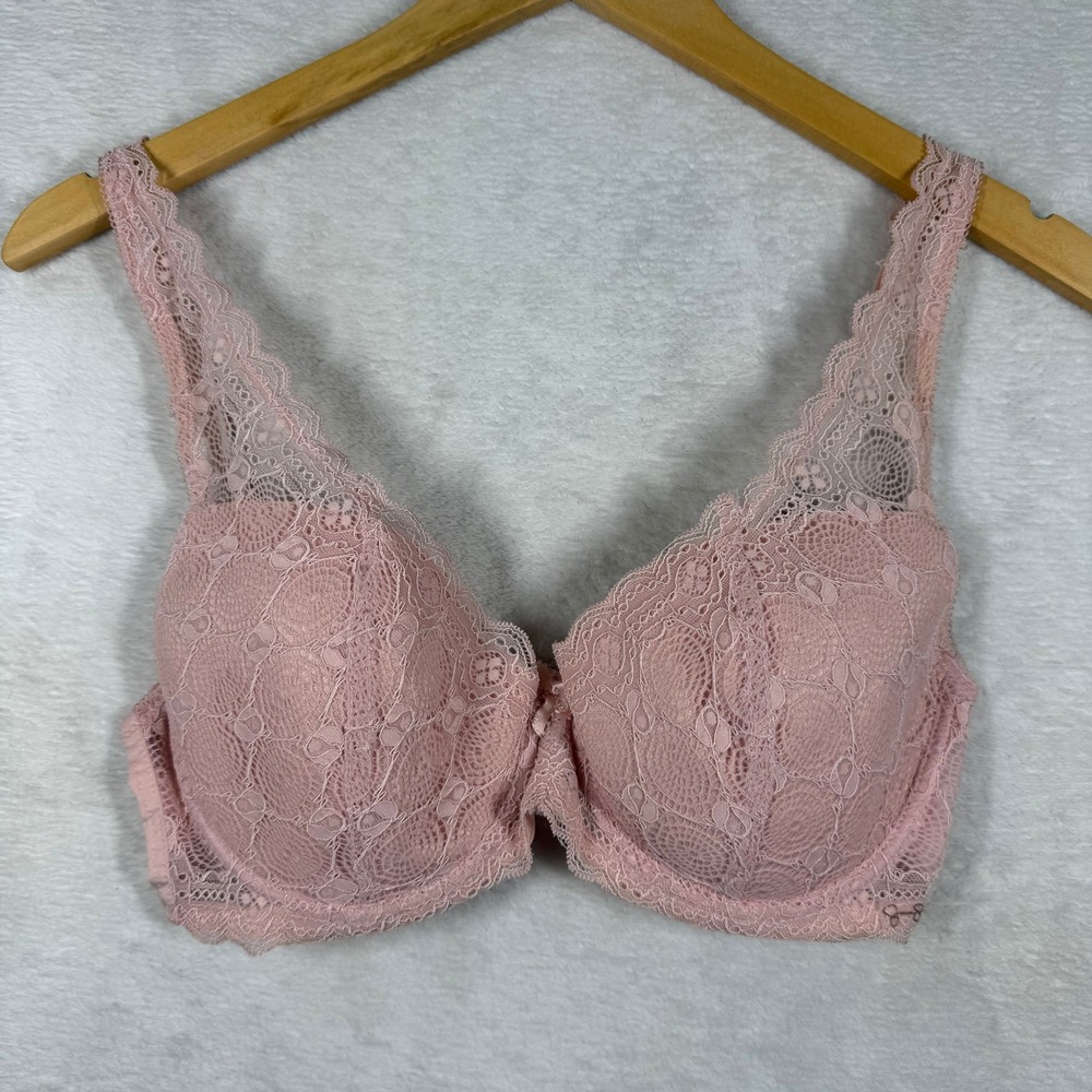 Jessica Simpson‎ Womens Dusty Pink Floral Lace Underwire Bra 34D Full Coverage
